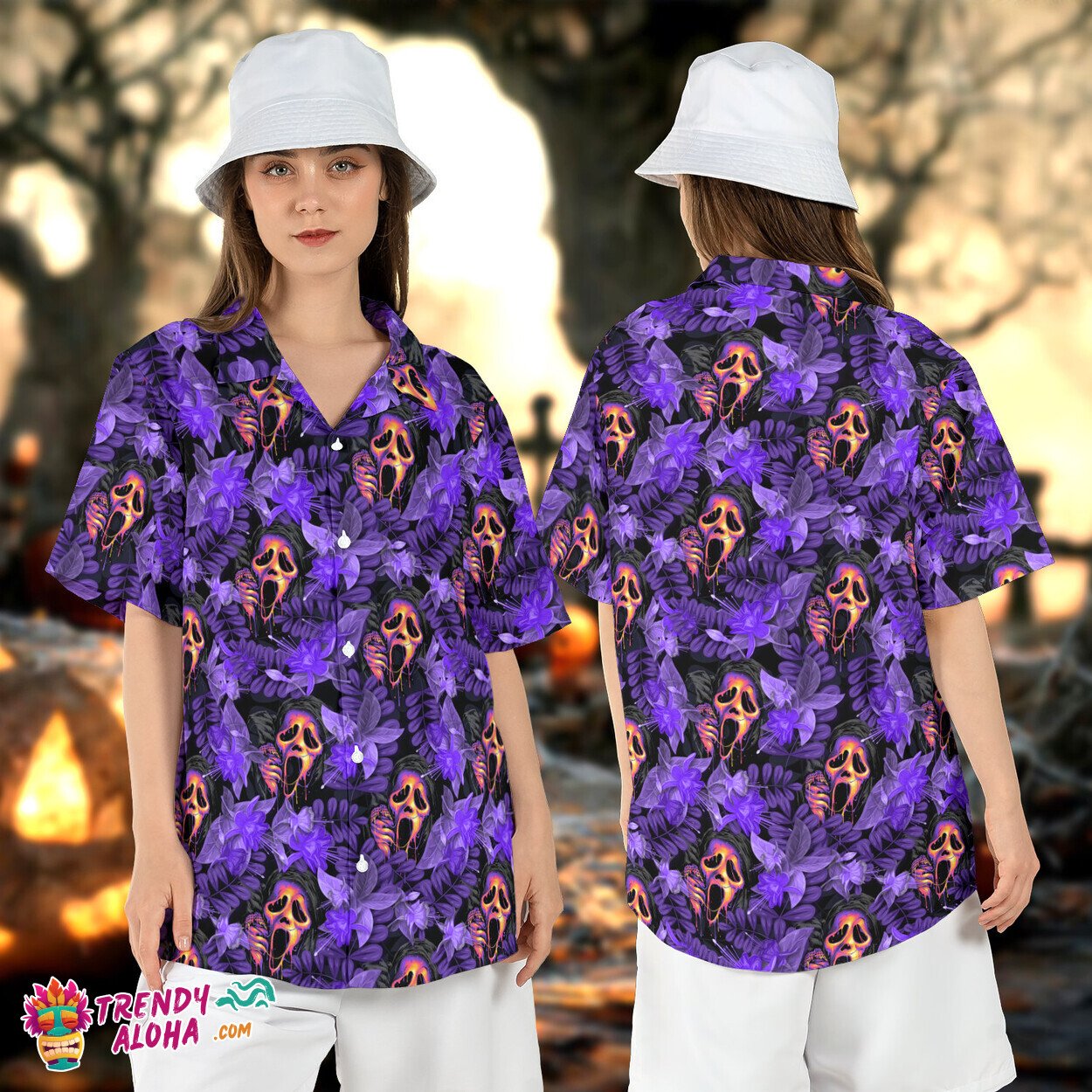 Tropical Ghostface Halloween Scream Ghost Scary Aloha Shirt