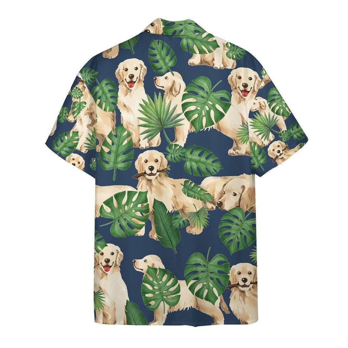 Tropical Golden Retrievers Trendy Hawaiian Shirt