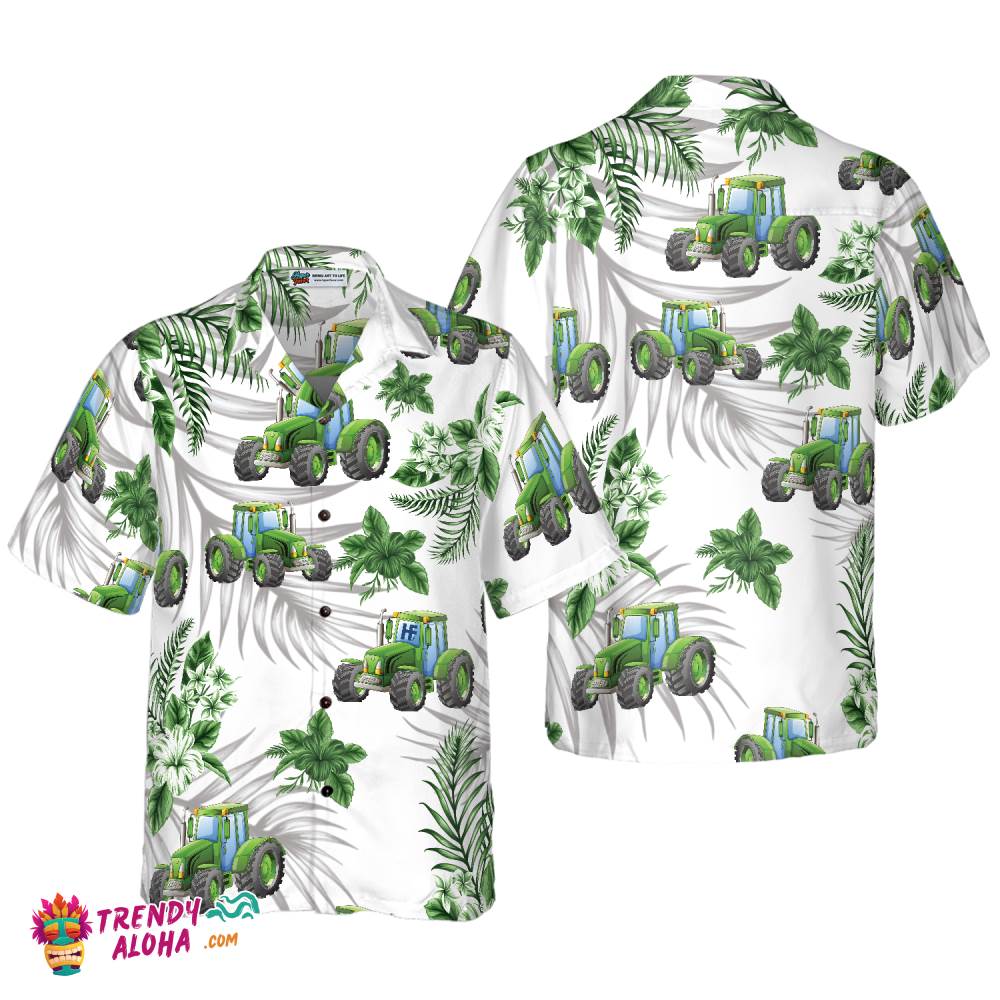 Tropical Green Tractor Hawaiian Shirt Tropical Green Tractor Hawaiian Shirt
