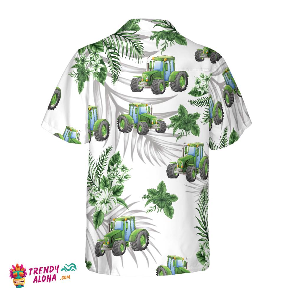 Tropical Green Tractor Hawaiian Shirt