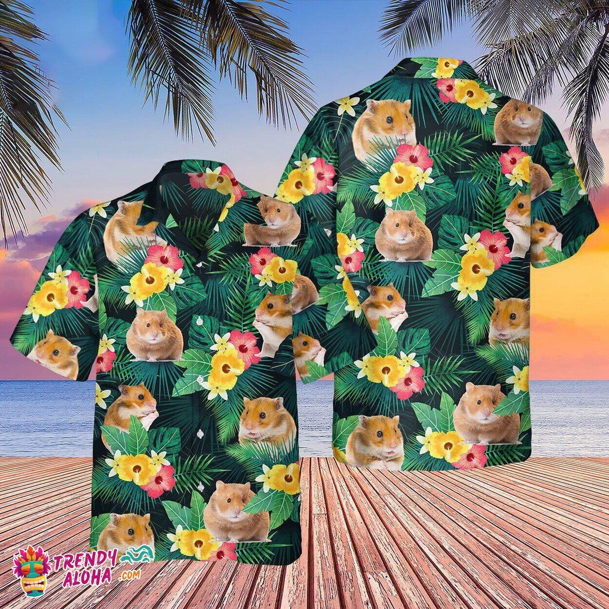 Tropical Guinea Pig Lovers Hawaiian Shirt Casual Gift for Him Her