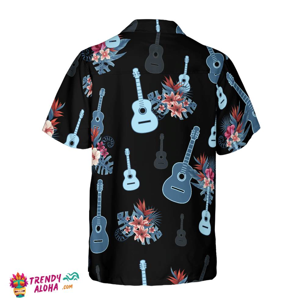 Tropical Guitar & Leaves Hawaiian Shirt