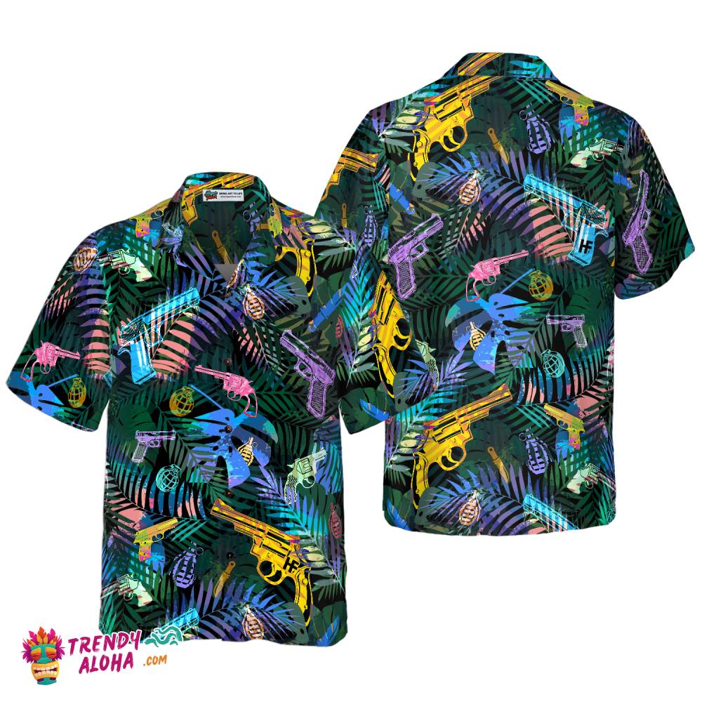 Tropical Gun Lover Pattern Hawaiian Shirt Tropical Gun Lover Pattern Hawaiian Shirt