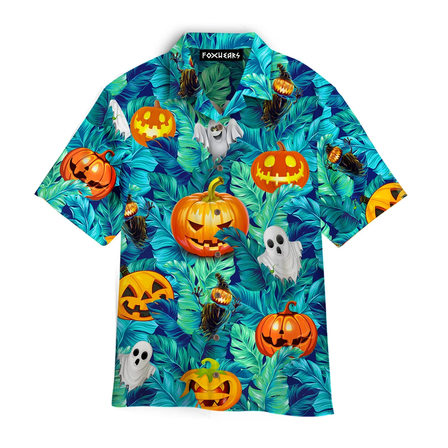 Tropical Halloween Pumpkin Ghost Devil Trendy Hawaiian Shirt
