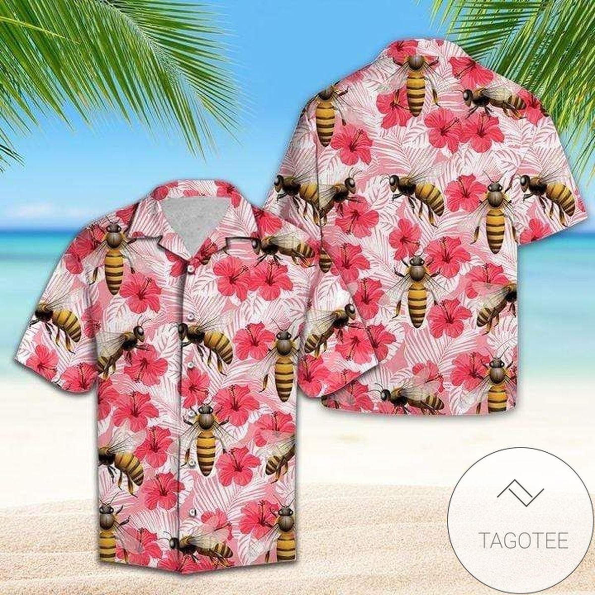 Tropical Hawaiian Shirt A Blend Of Exotic Flowers With Buzzing Bees Art