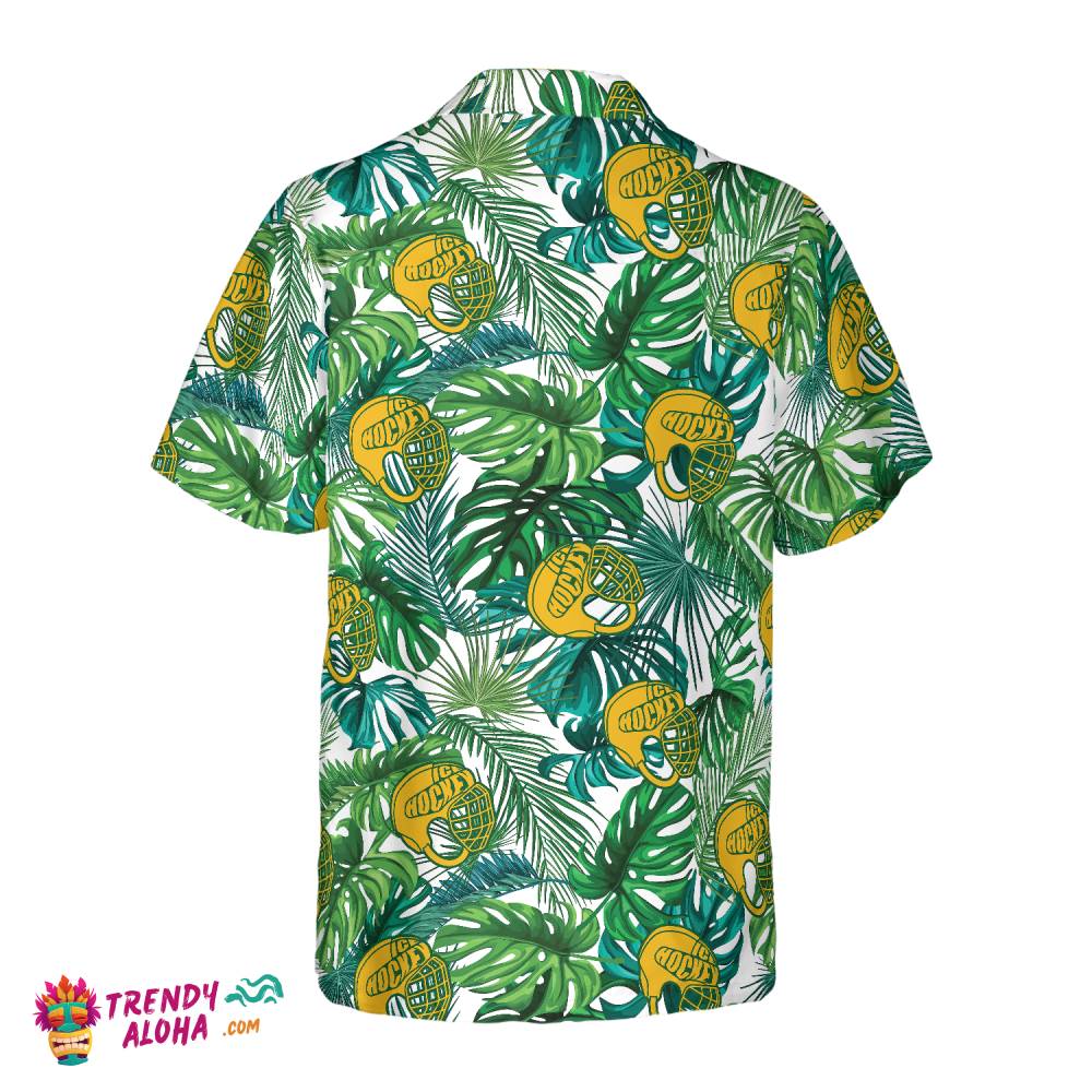 Tropical Ice Hockey Yellow Helmet Hawaiian Shirt
