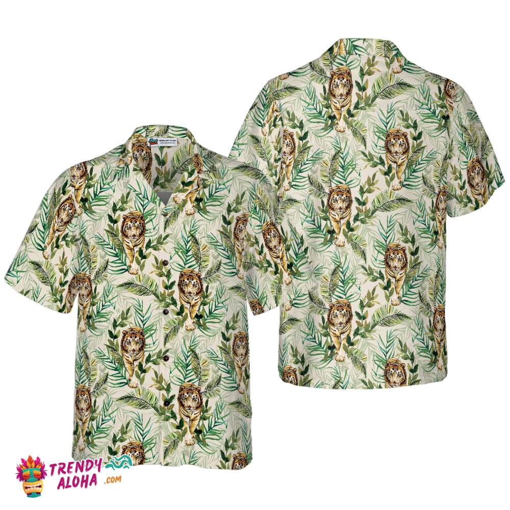 Tropical Jungle Tiger Shirt For Men Hawaiian Shirt