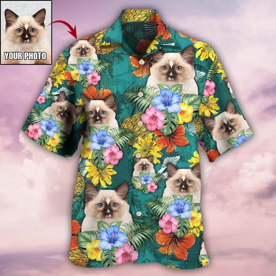 Tropical Kitty Paradise: Custom Photo Hawaiian Shirt Tropical Kitty Paradise: Custom Photo Hawaiian Shirt