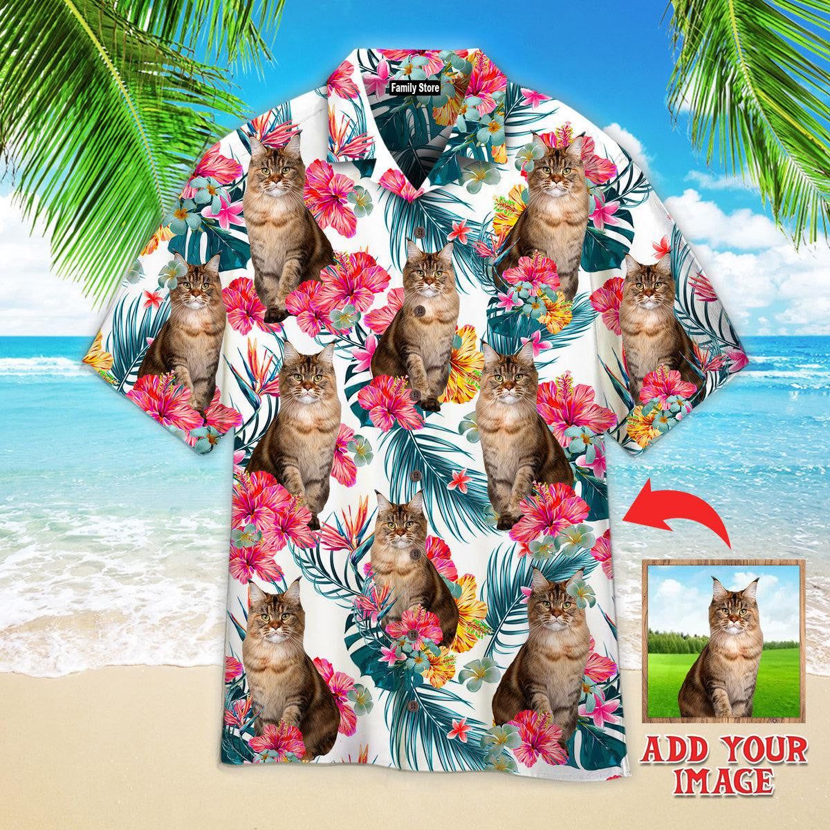 Tropical Leaves And Flowers Maine Coon Cats Custom Hawaiian Shirt