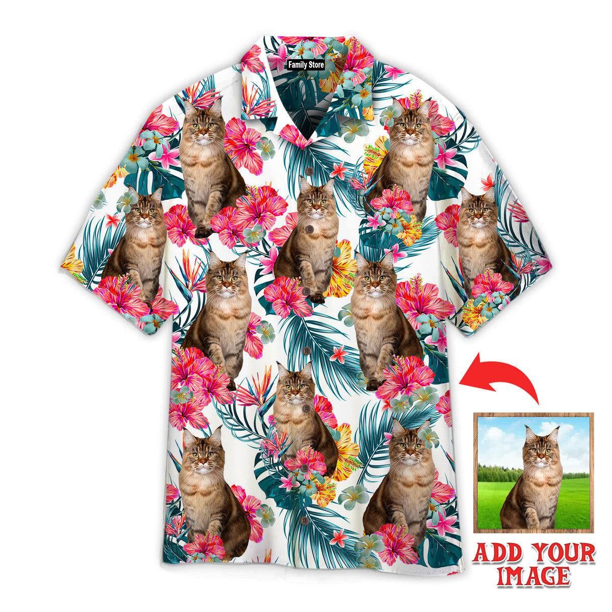 Tropical Leaves And Flowers Maine Coon Cats Custom Hawaiian Shirt