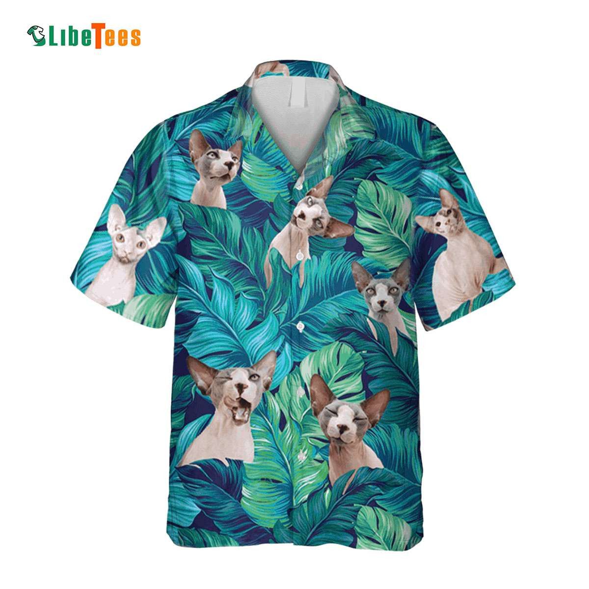Tropical Leaves Egyptian Sphynx Cat Hawaiian Shirt Perfect Gifts For Your Loved Ones