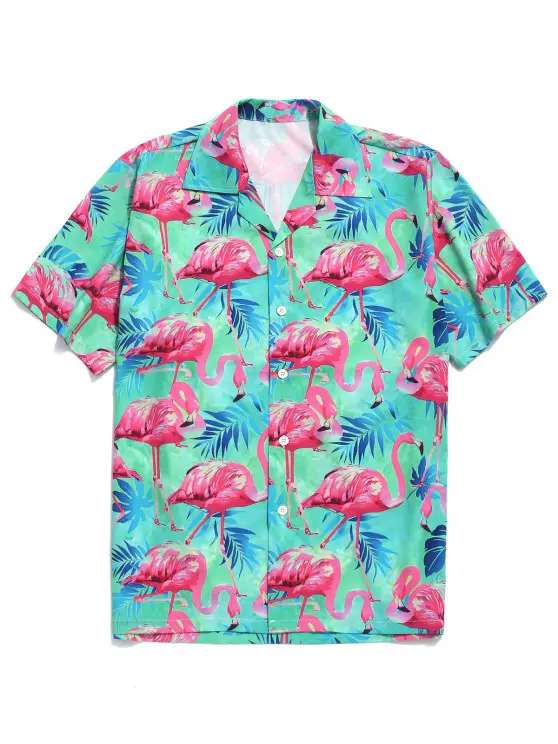Tropical Leaves Flamingo Unisex Hawaiian Shirt Unique Vacation Edition