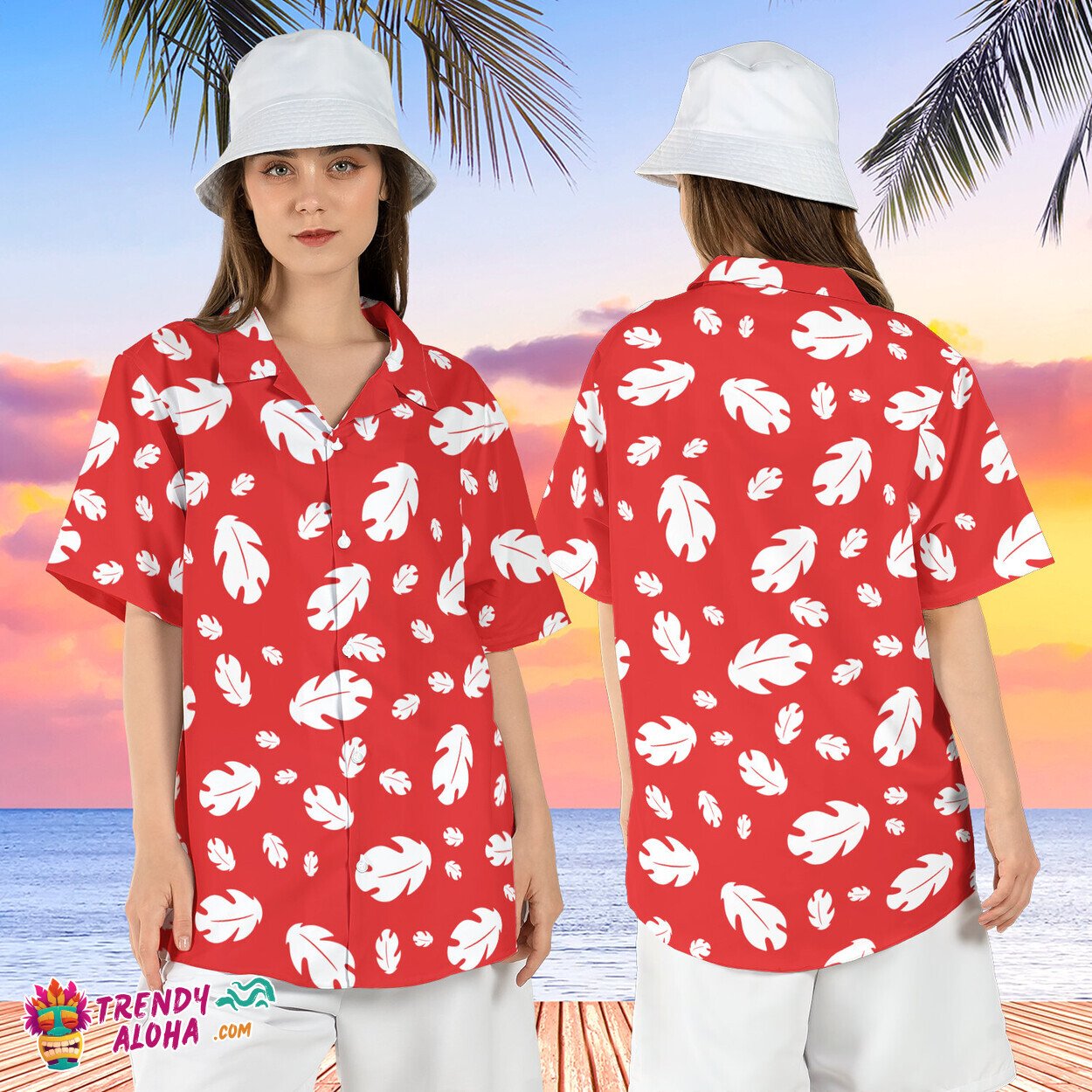 Tropical Leaves Floral Summer Beach Theme Park Inspired Aloha Tee