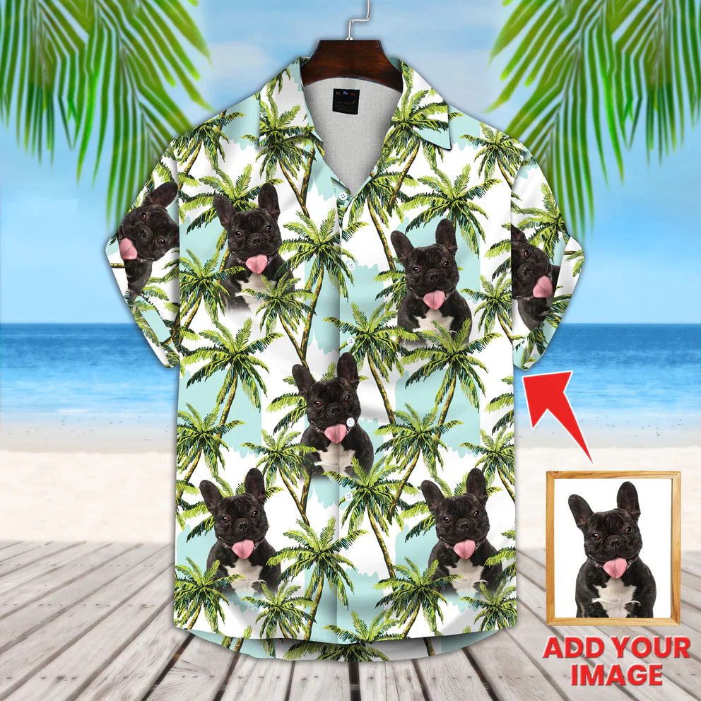 Tropical Leaves, Grunge Leopard Camouflage Spots Pattern Short-Sleeve Custom Photo Trendy Hawaiian Shirt