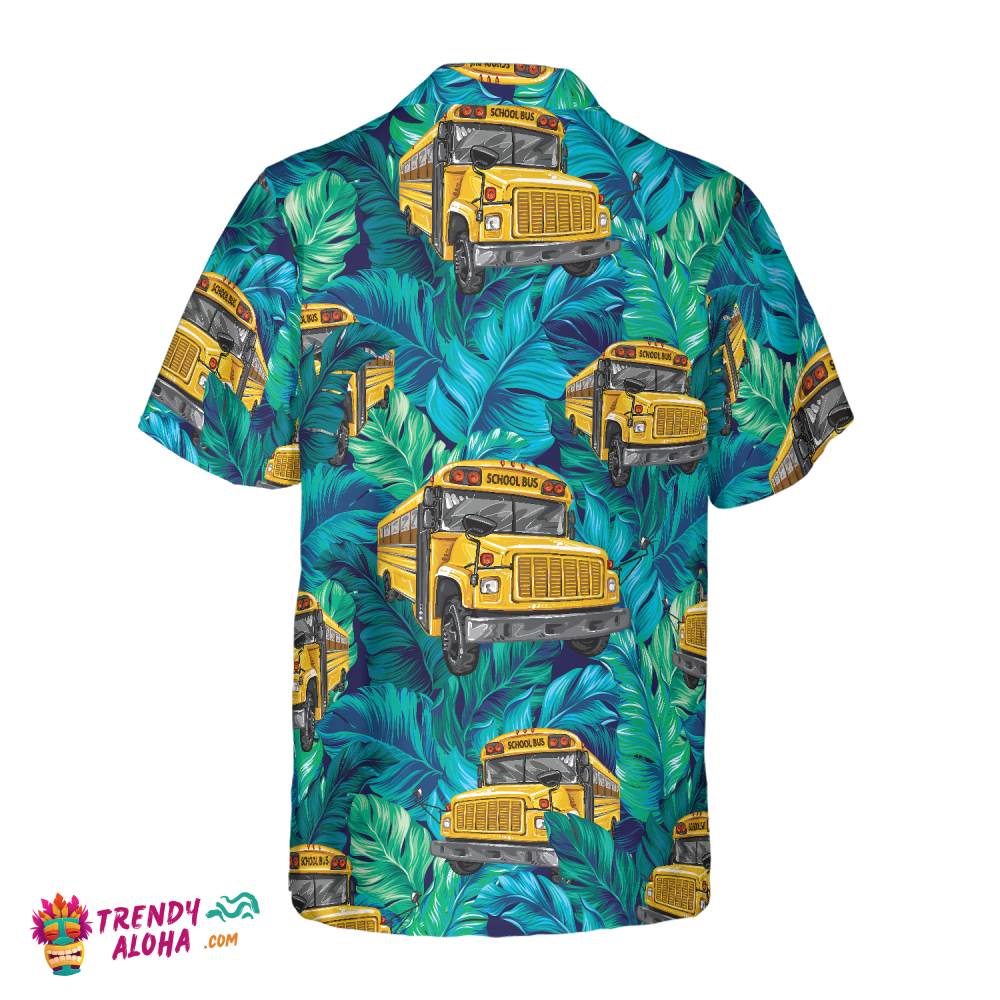 Tropical Leaves School Bus Driver Hawaiian Shirt, Best Shirt For School Bus Drivers, Unique Gift For Bus Drivers
