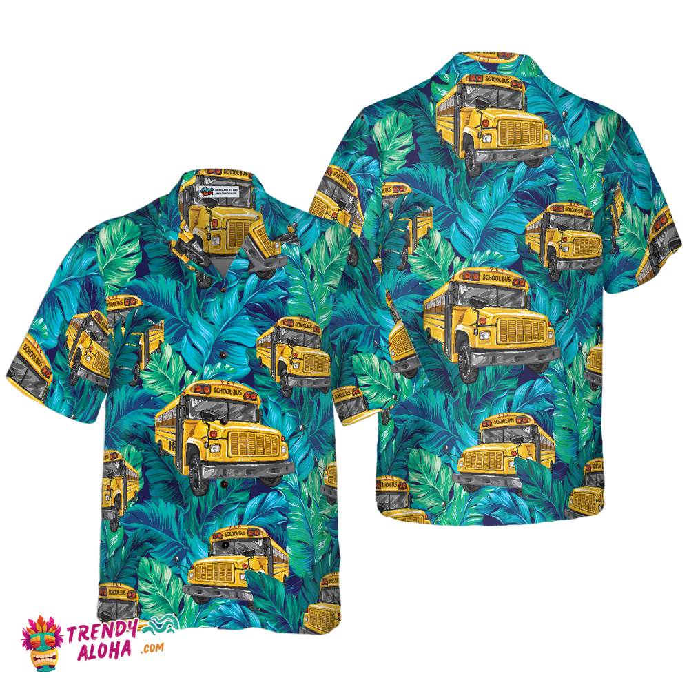 Tropical Leaves School Bus Driver Hawaiian Shirt, Best Shirt For School Bus Drivers, Unique Gift For Bus Drivers Tropical Leaves School Bus Driver Hawaiian Shirt, Best Shirt For School Bus Drivers, Unique Gift For Bus Drivers