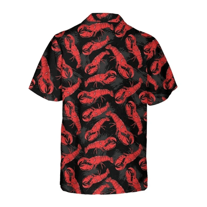 Tropical Lobster Hand Drawn Pattern Black Theme Trendy Hawaiian Shirt