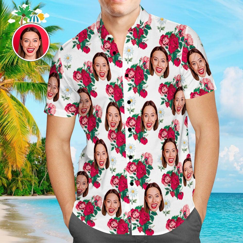 Tropical Memories: Custom Face Men’s Hawaiian Shirt with Personalized Photo