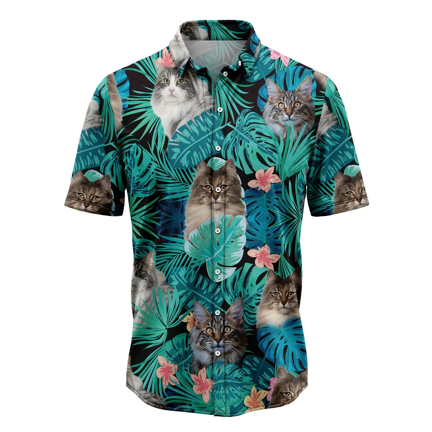 Tropical Norwegian Forest Cat Hawaiian Shirt Aloha