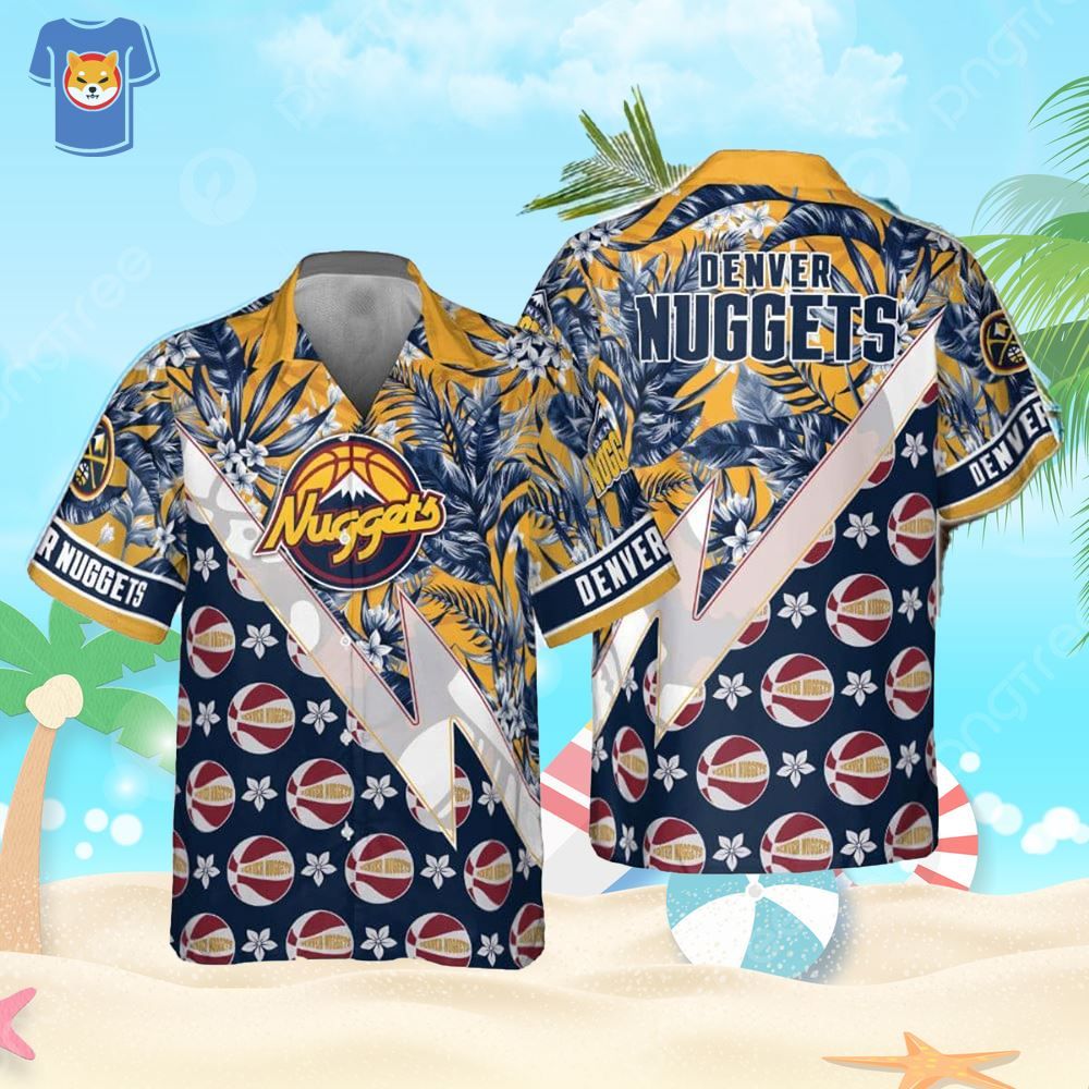 Tropical Nuggets Basketball Print Hawaiian Shirt Tropical Nuggets Basketball Print Hawaiian Shirt