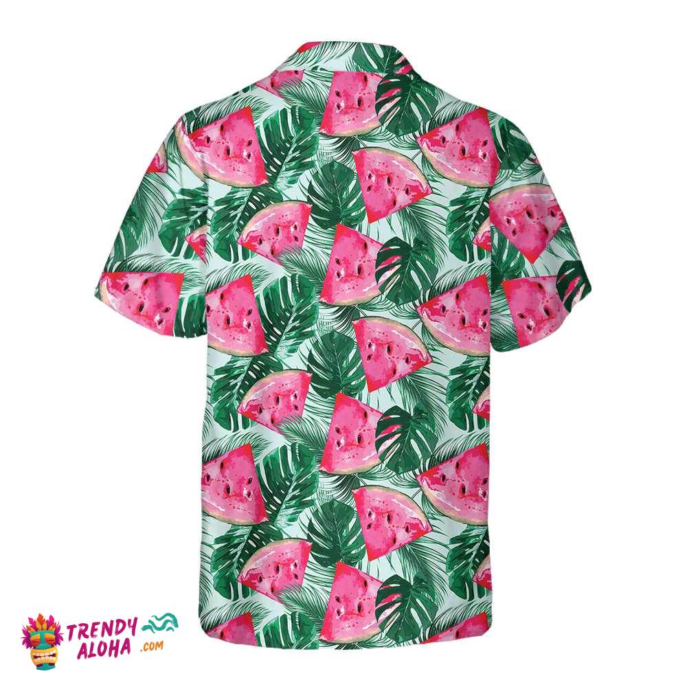 Tropical Palm Leaves Watermelon Hawaiian Shirt, Cool Watermelon Shirt For Men & Women