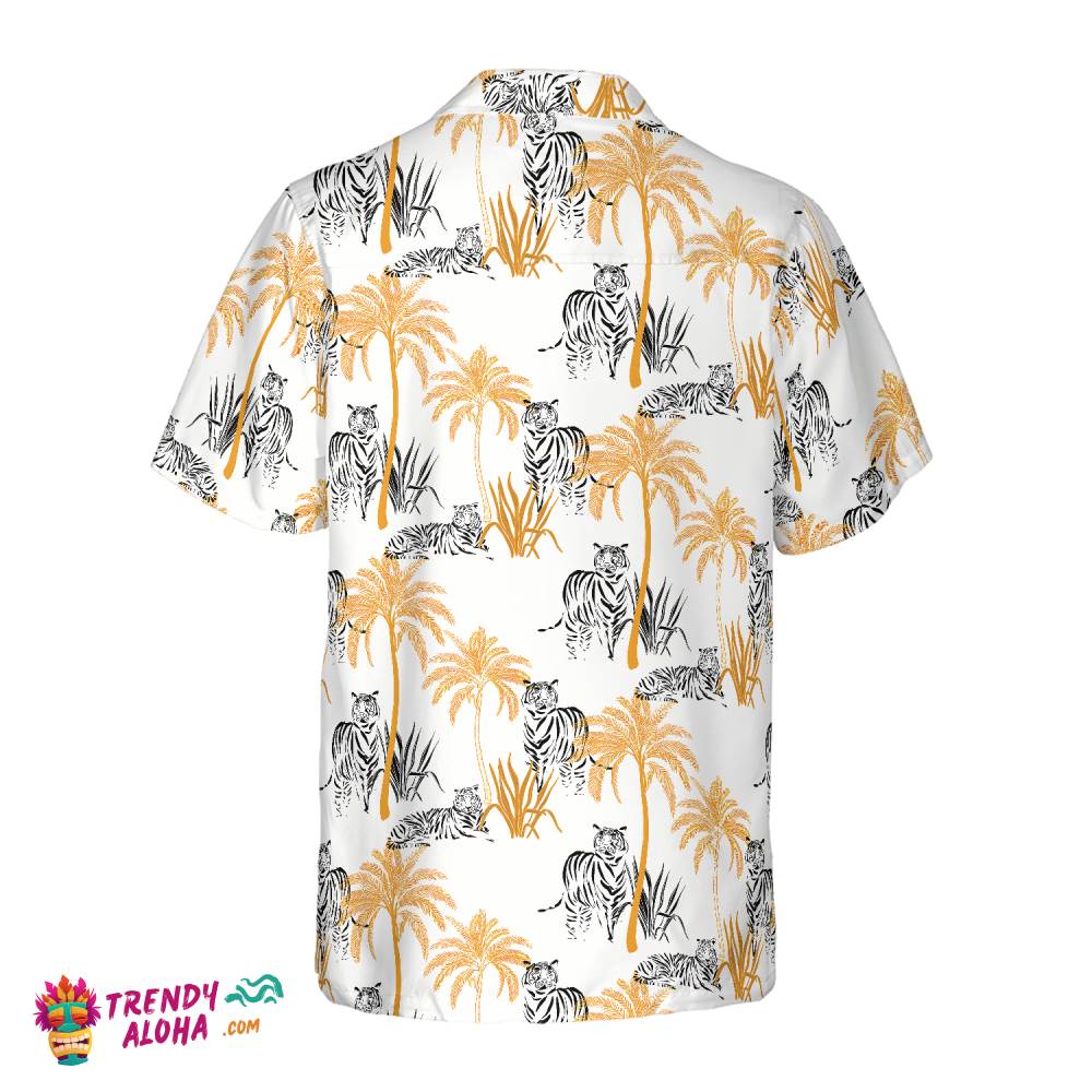 Tropical Palm Tree Tigers Shirt For Men Hawaiian Shirt