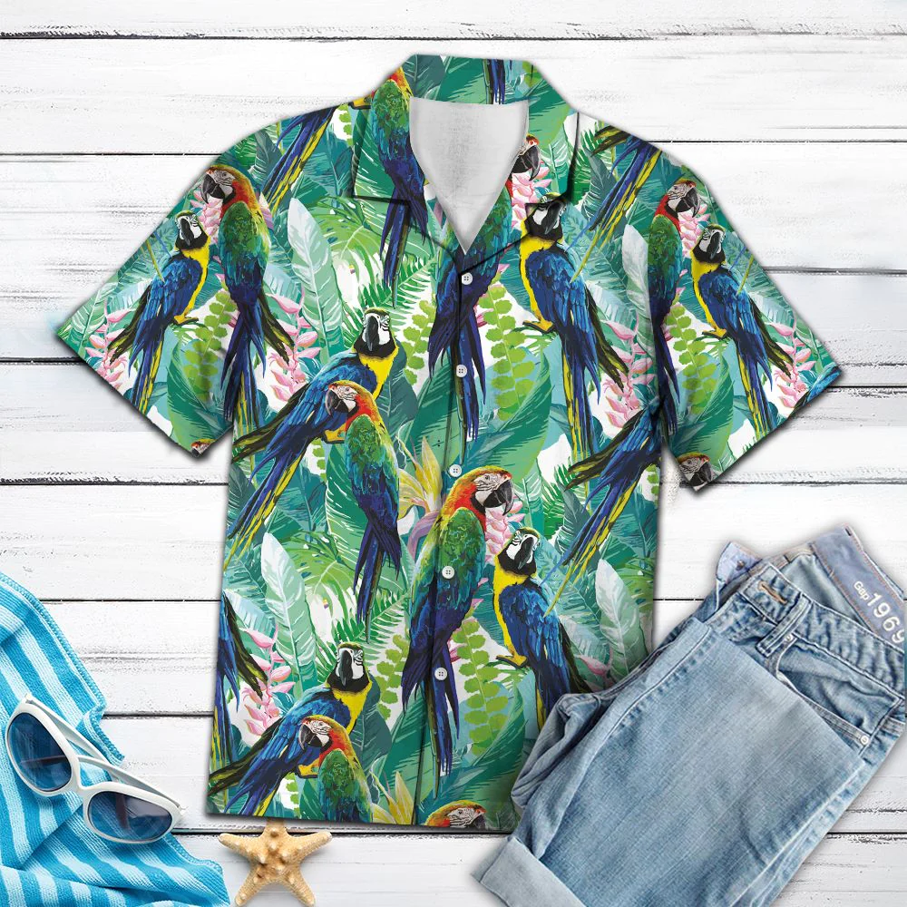 Tropical Parrot Trendy Hawaiian Shirt, Parrot Lover Trendy Hawaiian Shirt For