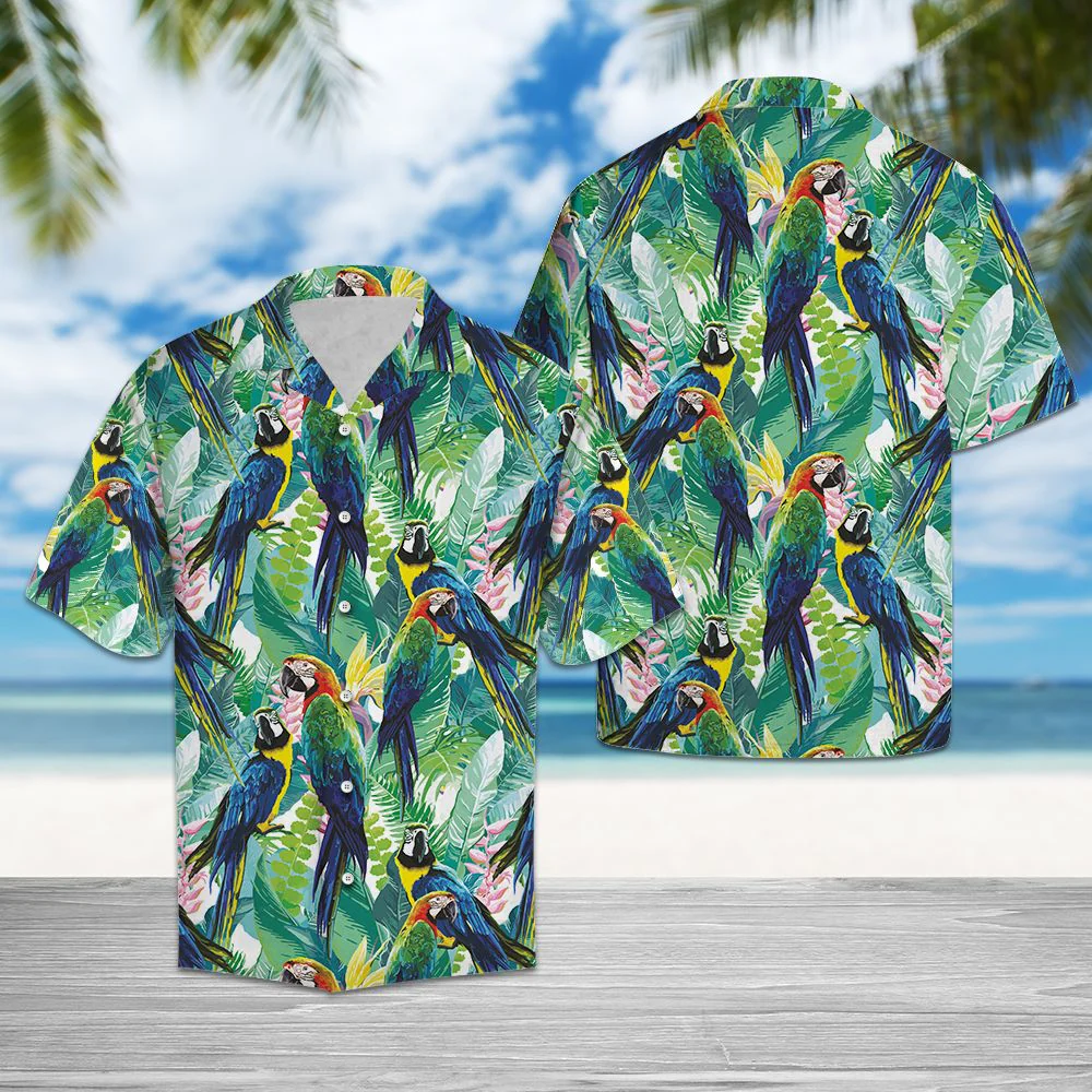 Tropical Parrot Trendy Hawaiian Shirt, Parrot Lover Trendy Hawaiian Shirt For