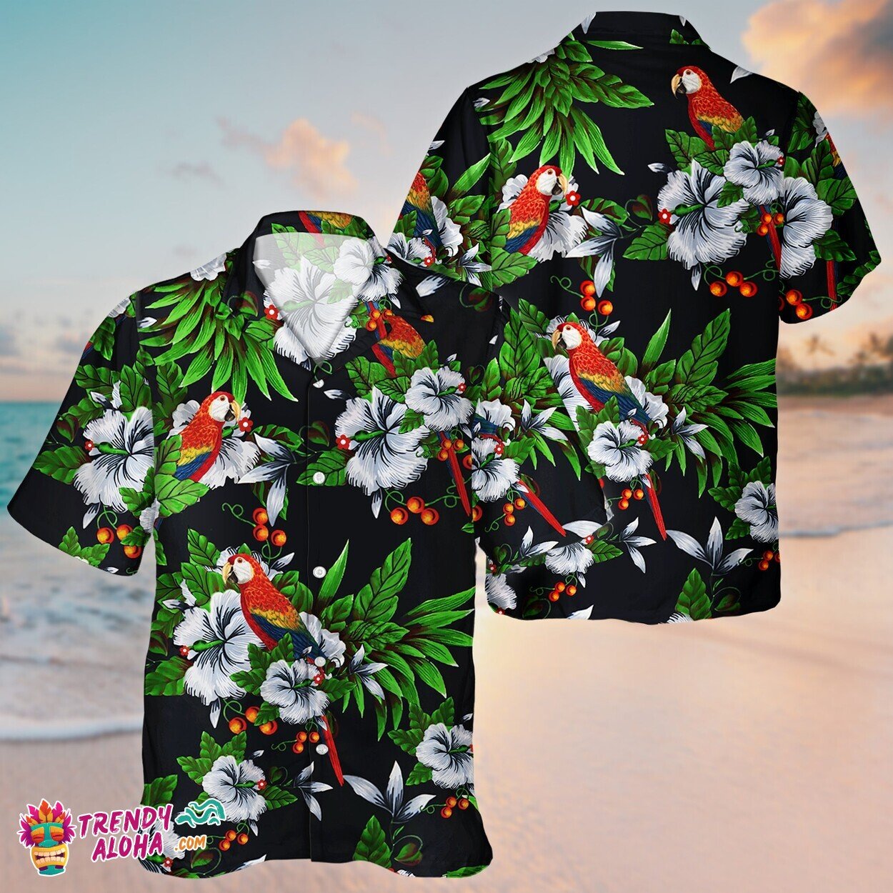 Tropical Parrot Unisex Aloha Hawaiian Short Sleeve Lover Shirt