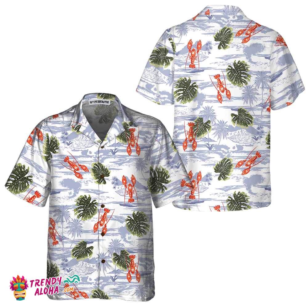 Tropical Pattern And Lobster Hawaiian Shirt, Red Lobster Shirt For Men & Women, Gift For Lobster Lovers
