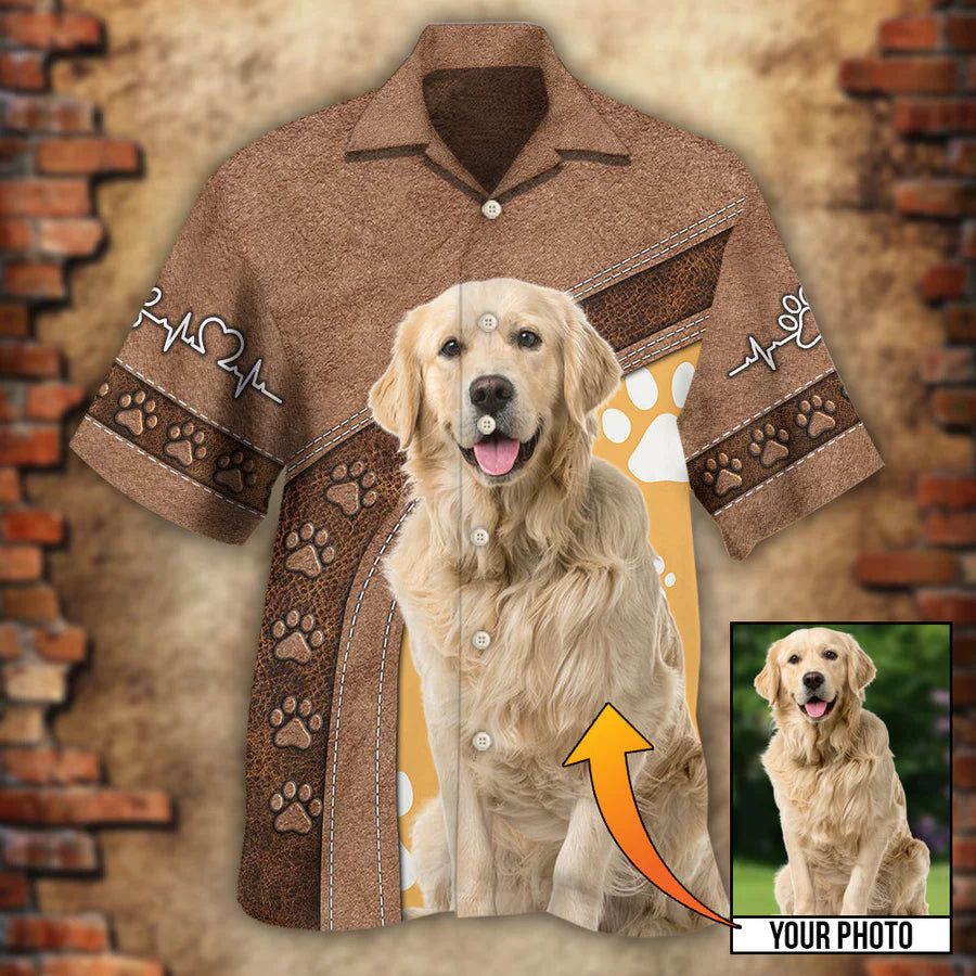 Tropical Paws: Customized Dog Paw Pattern Hawaiian Shirt