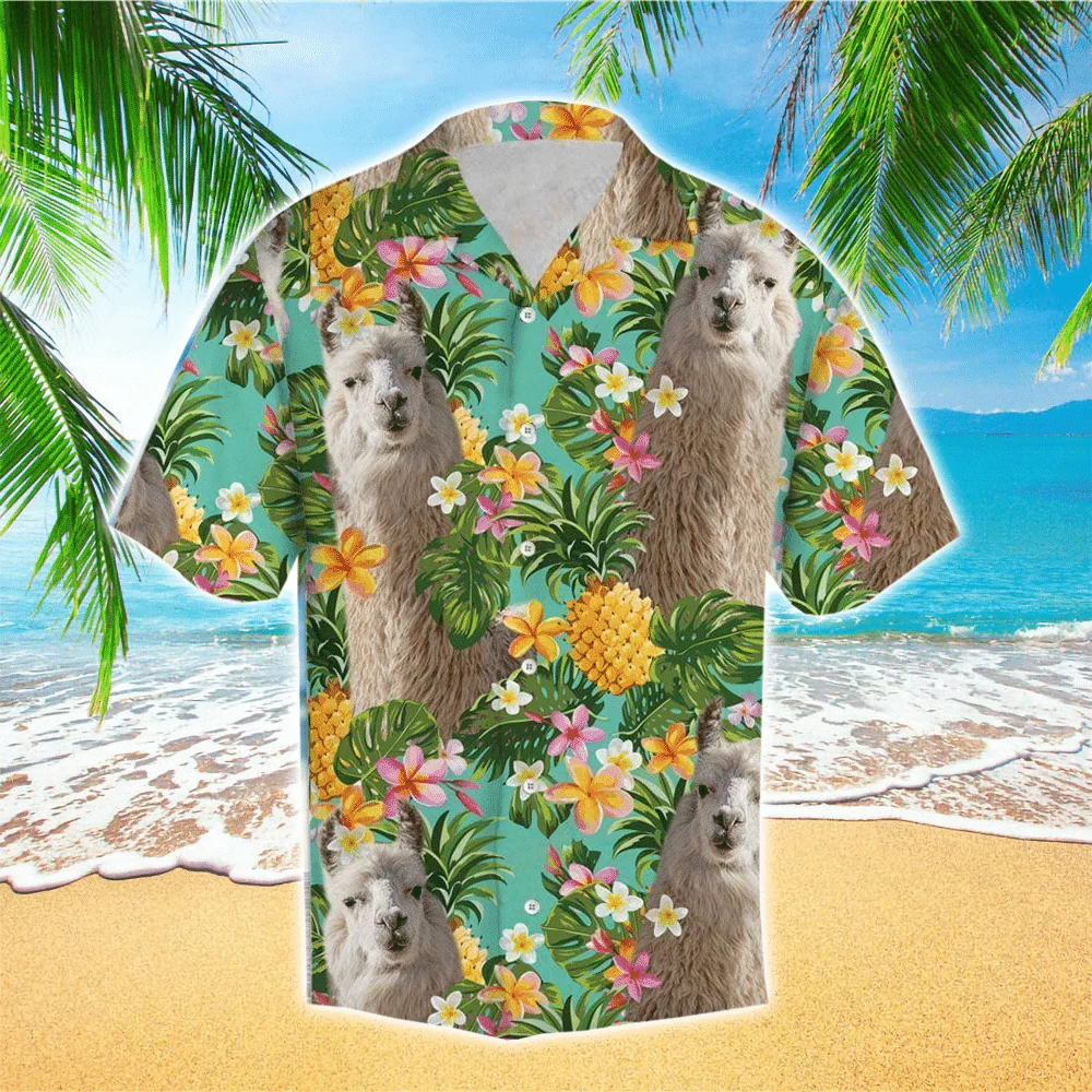 Tropical Pineapple Llama Multicolor Unique Design Unisex Trendy Hawaiian Shirt