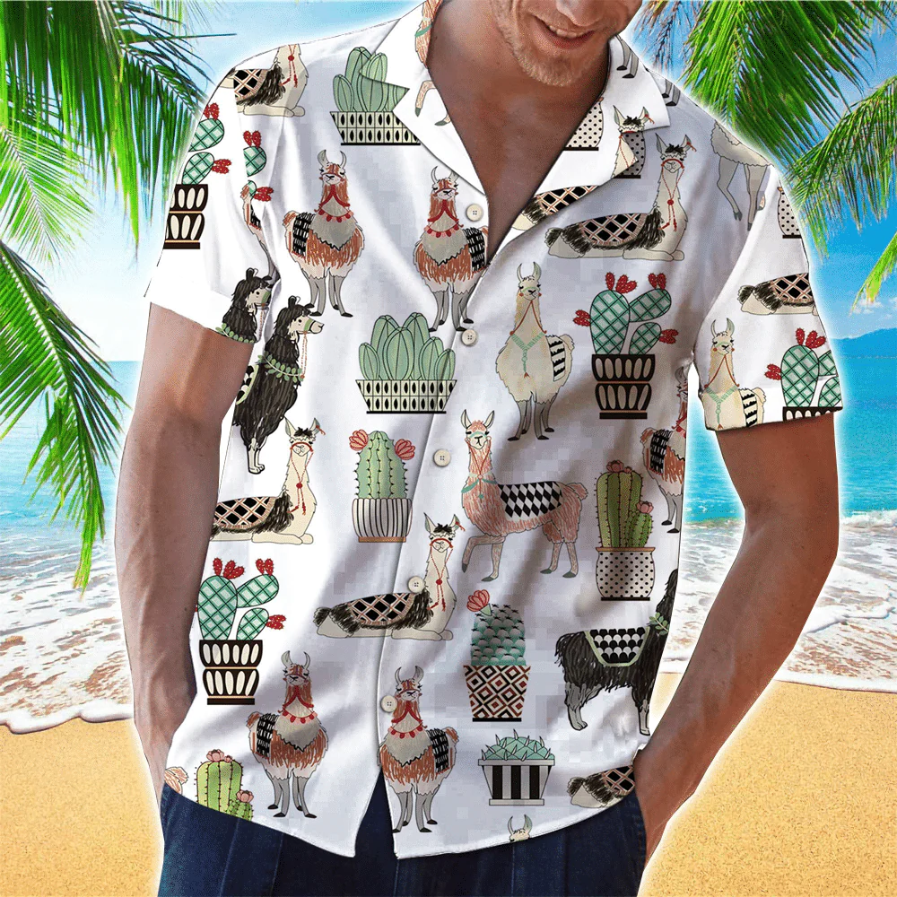 Tropical Pineapple Llama Multicolor Unique Design Unisex Trendy Hawaiian Shirt