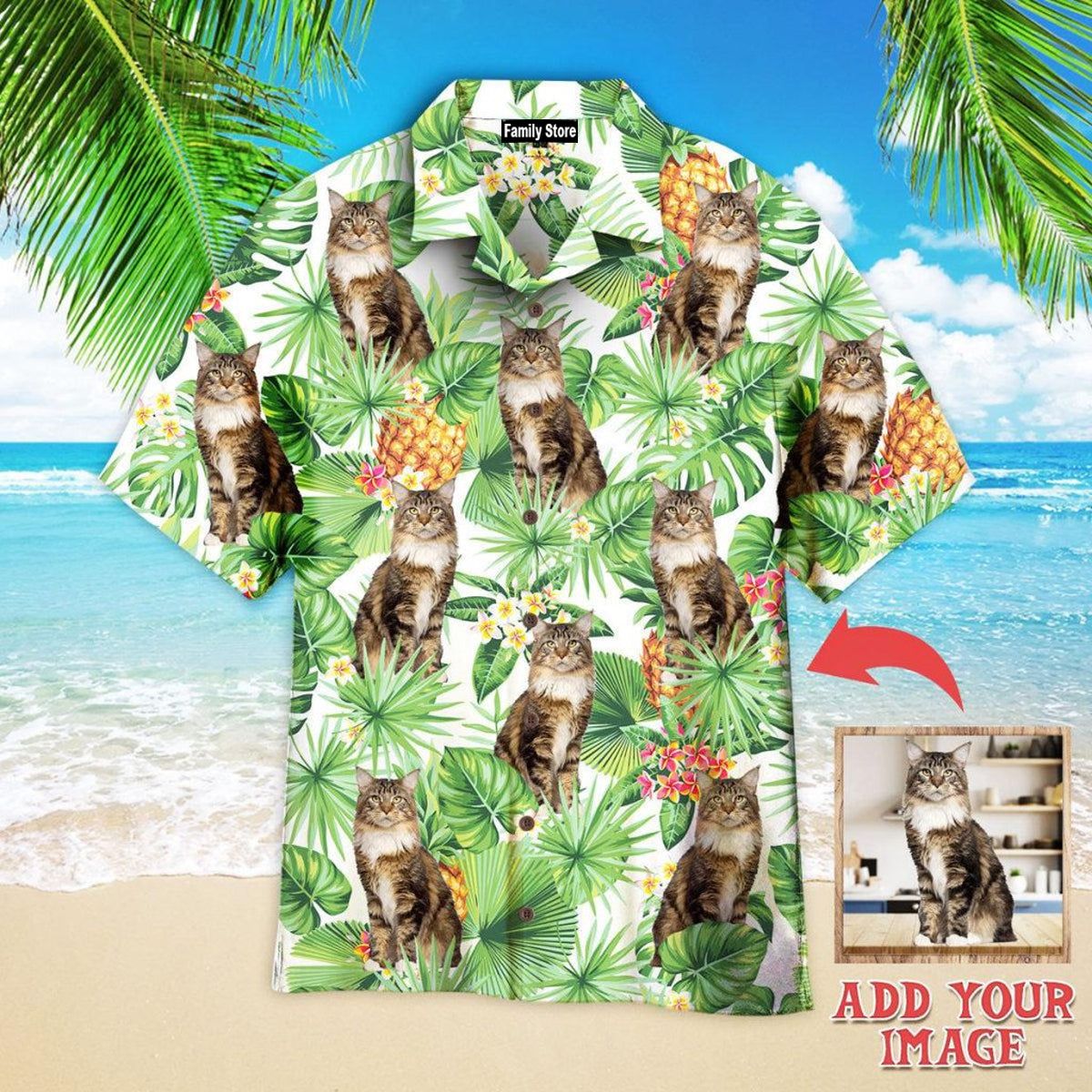 Tropical Pineapple Maine Coon Cat Custom Hawaiian Shirt