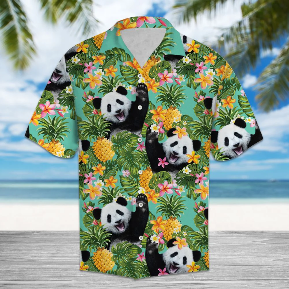 Tropical Pineapple Panda Trendy Hawaiian Shirt, Panda Lover Trendy Hawaiian Shirt For
