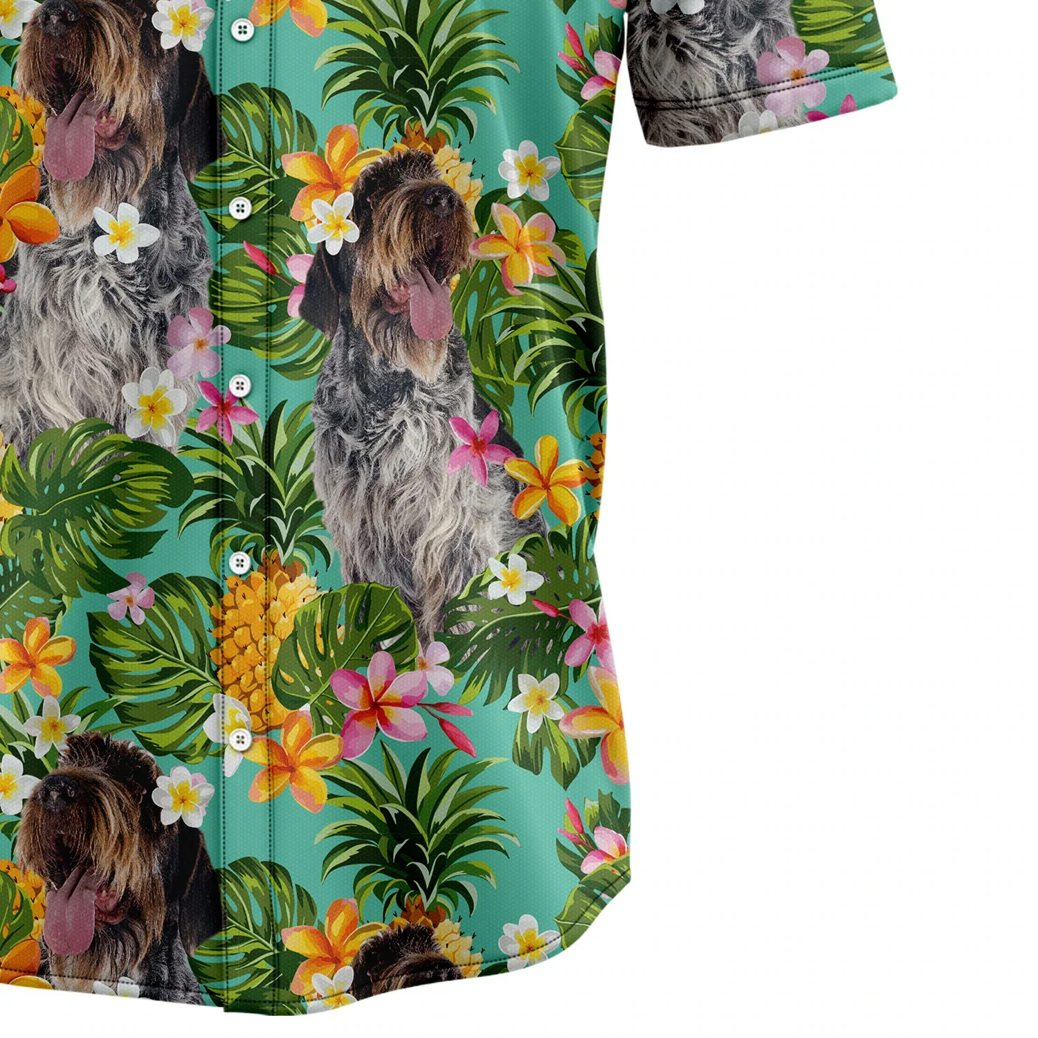 Tropical Pineapple Wirehaired Pointing Griffon Hawaii Shirt, Summer Trendy Hawaiian Shirts For Men