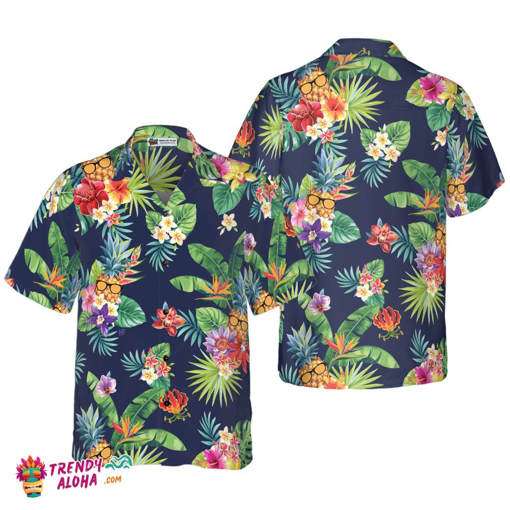 Tropical Pineapples & Palm Leaves Hawaiian Shirt Tropical Pineapples & Palm Leaves Hawaiian Shirt
