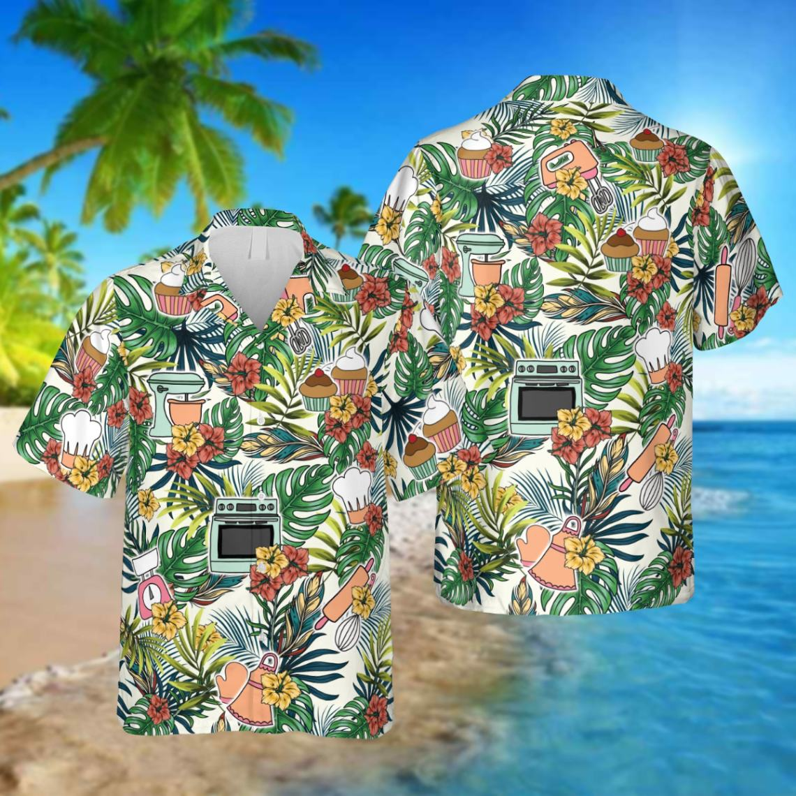 Tropical Plants Bakery Hawaiian T-Shirt, 3D Bakering Shirt
