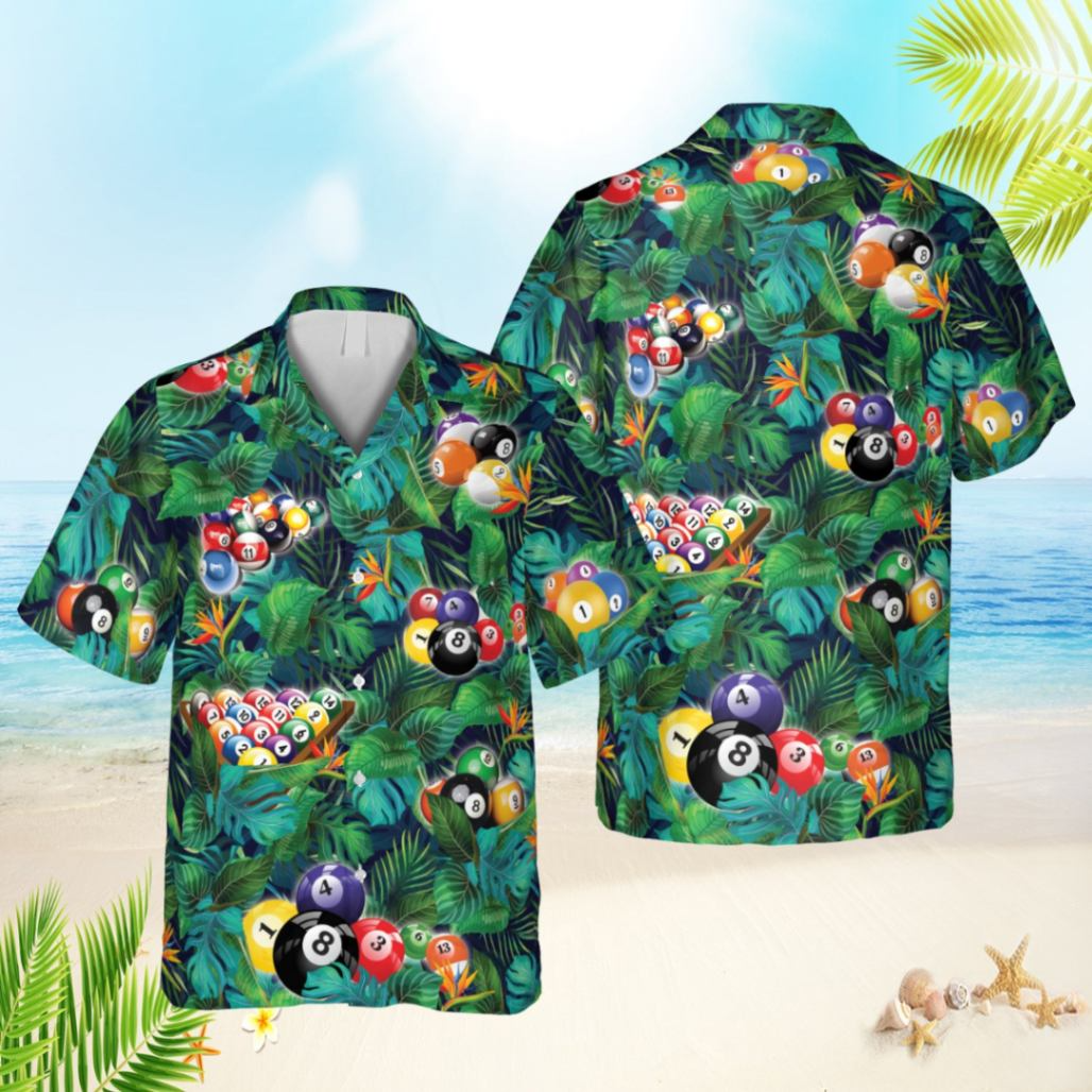 Tropical Plants Billards Green Trendy Hawaiian Shirt, Gift For Husband