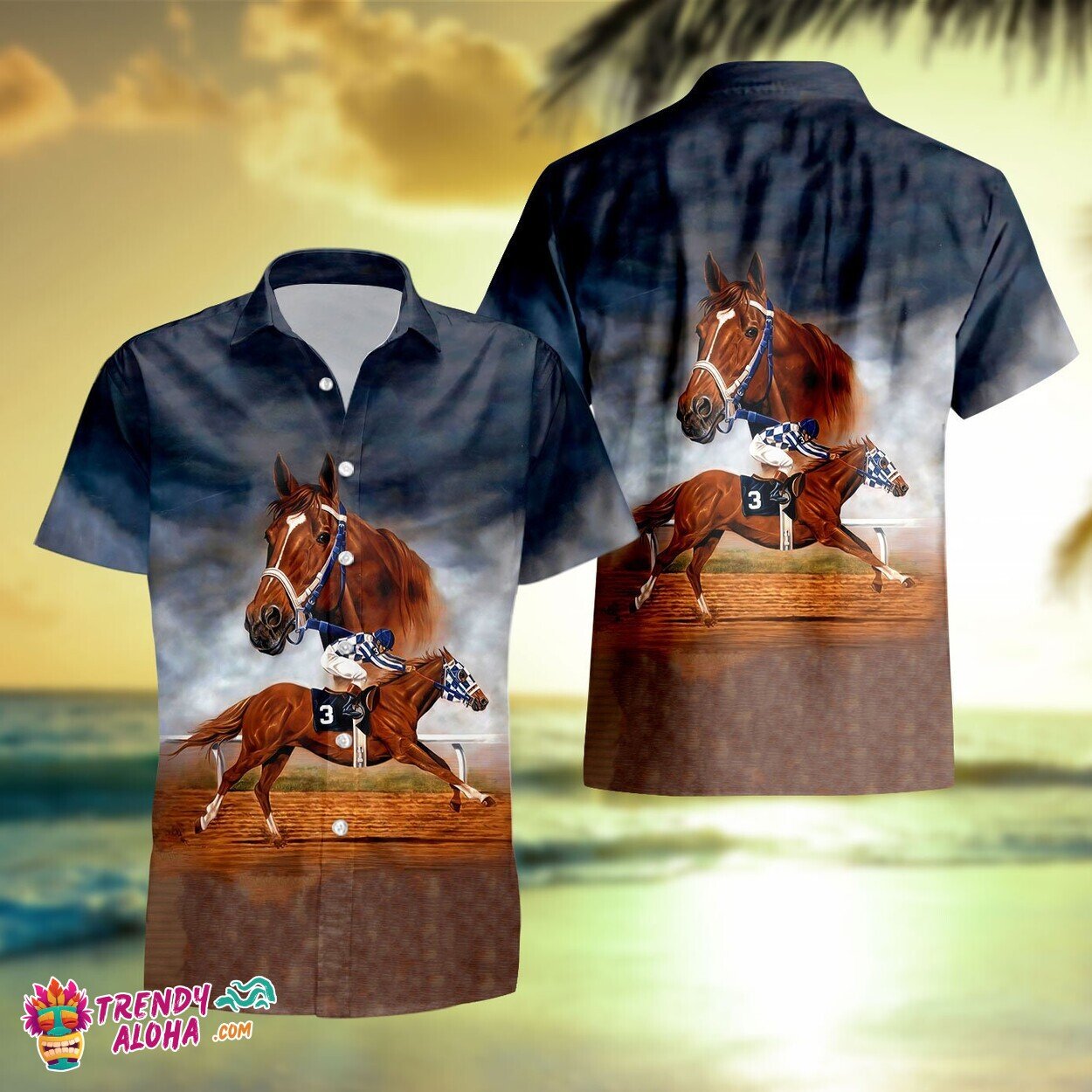 Tropical Racehorse Secretariat Aloha Shirt for Kentucky Derby Fun