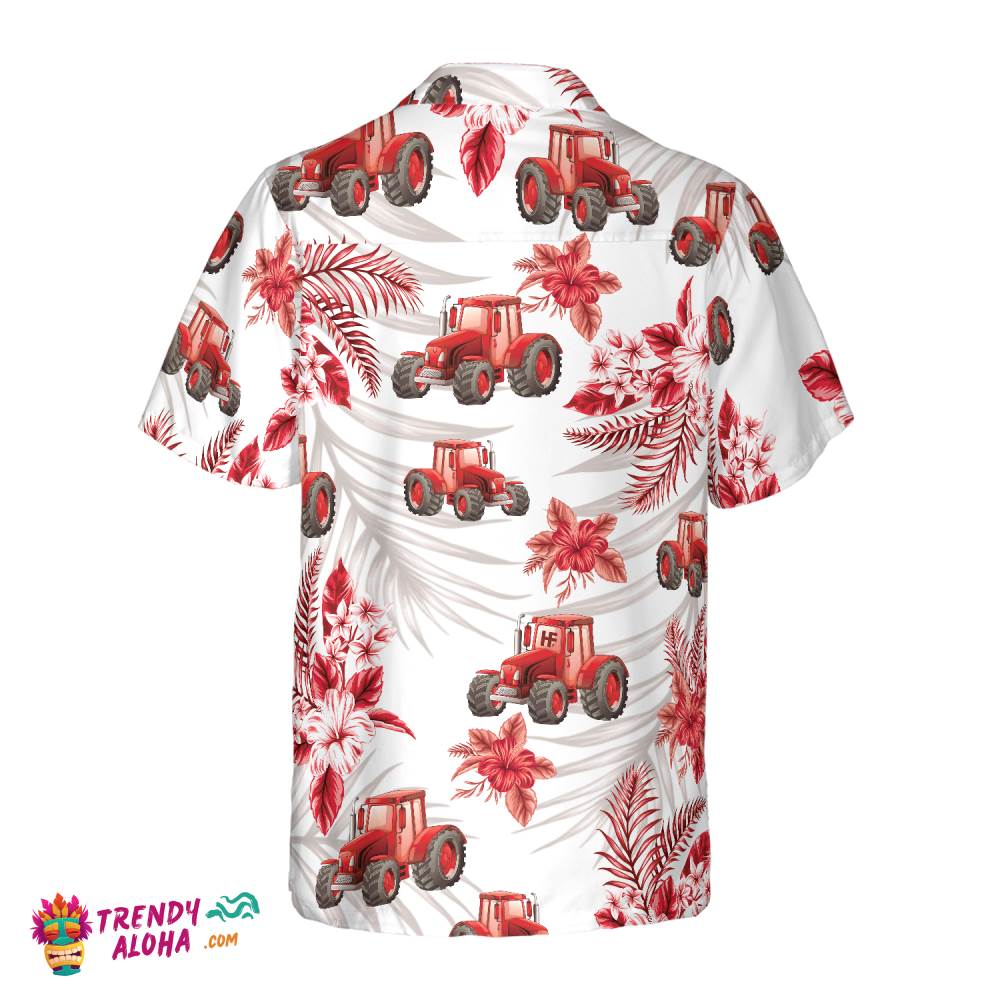 Tropical Red Tractor Hawaiian Shirt