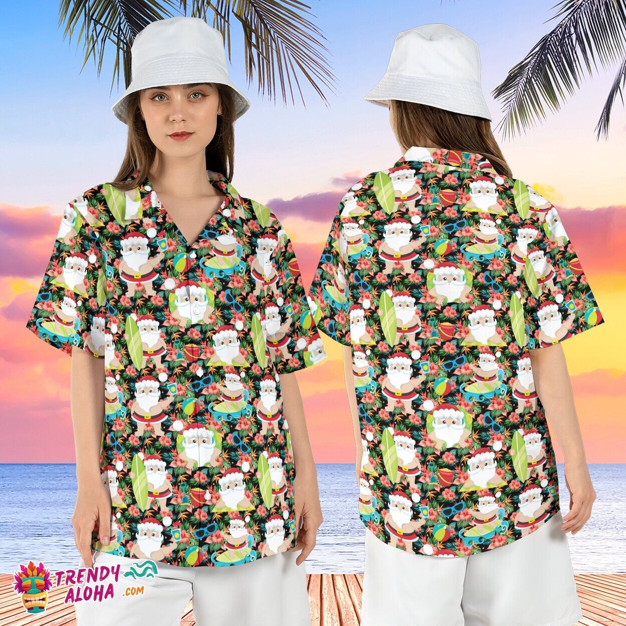 Tropical Santa Claus Merry Christmas Beach Vibes Xmas Aloha