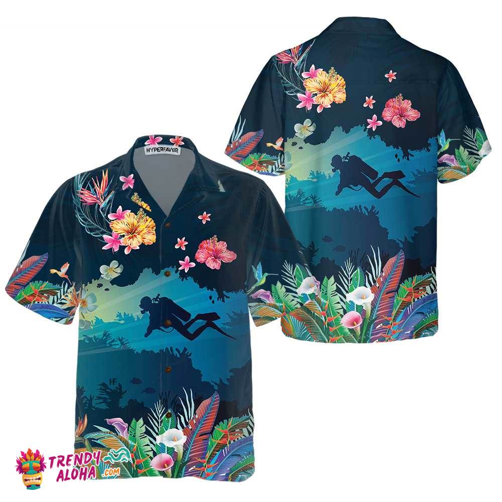Tropical Scuba Diving Hawaiian Shirt, Scuba Diving Shirt For Men, Cool Gift For Scuba Diving Lover Tropical Scuba Diving Hawaiian Shirt, Scuba Diving Shirt For Men, Cool Gift For Scuba Diving Lover