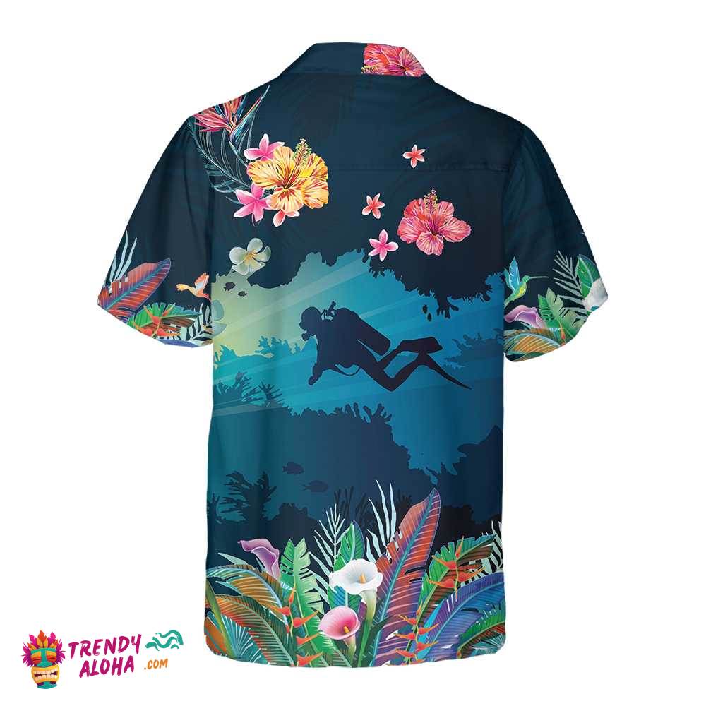 Tropical Scuba Diving Hawaiian Shirt, Scuba Diving Shirt For Men, Cool Gift For Scuba Diving Lover