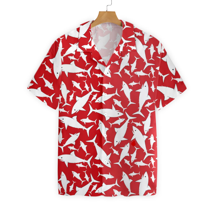 Tropical Shark Encounter: Hawaiian Shirt with a Splash of Sharks Tropical Shark Encounter: Hawaiian Shirt with a Splash of Sharks
