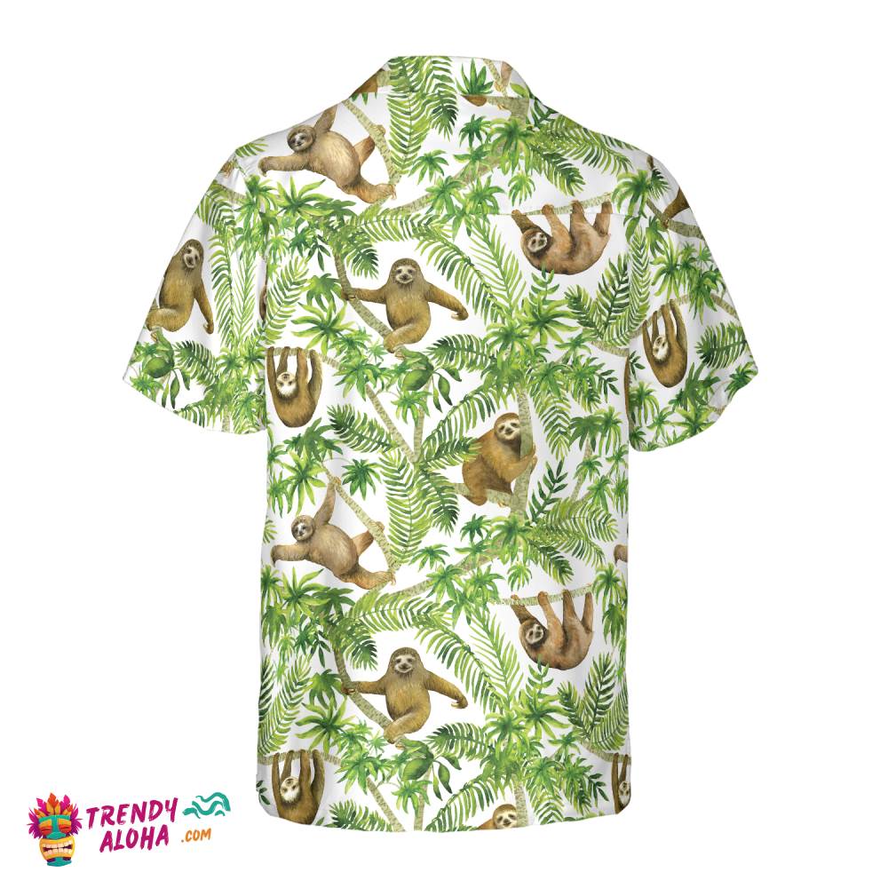 Tropical Sloth Seamless Pattern Hawaiian Shirt