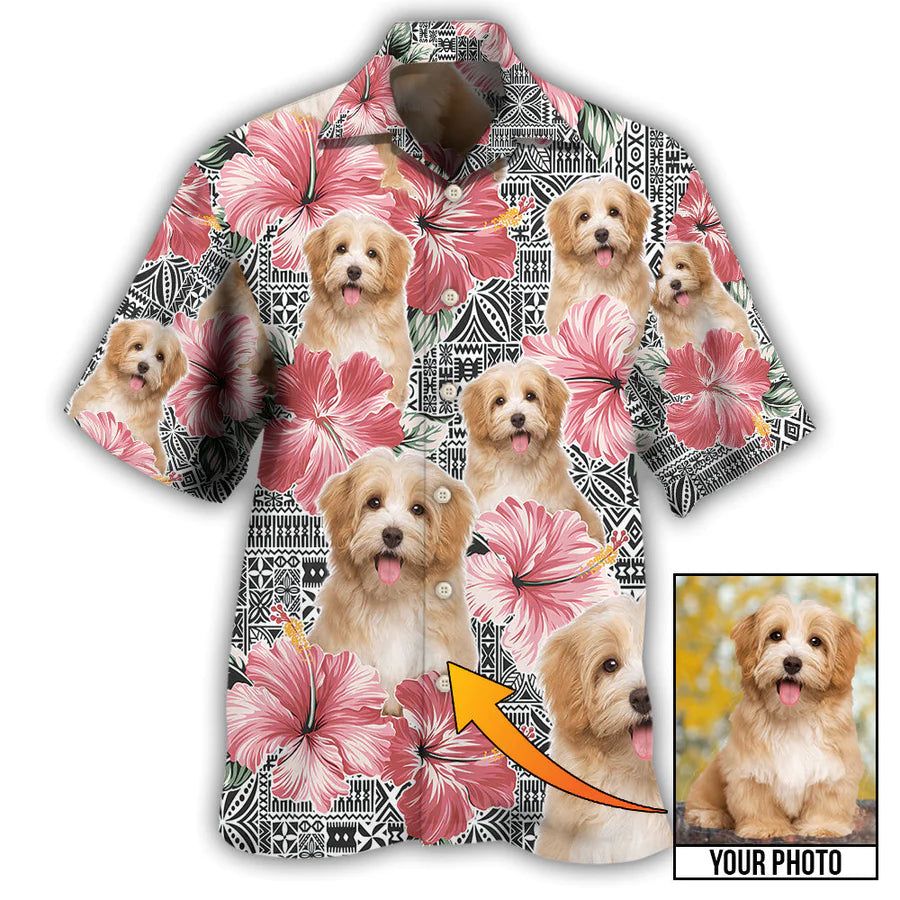 Tropical Tails Custom Dog Photo Hawaiian Shirt Trendy Aloha