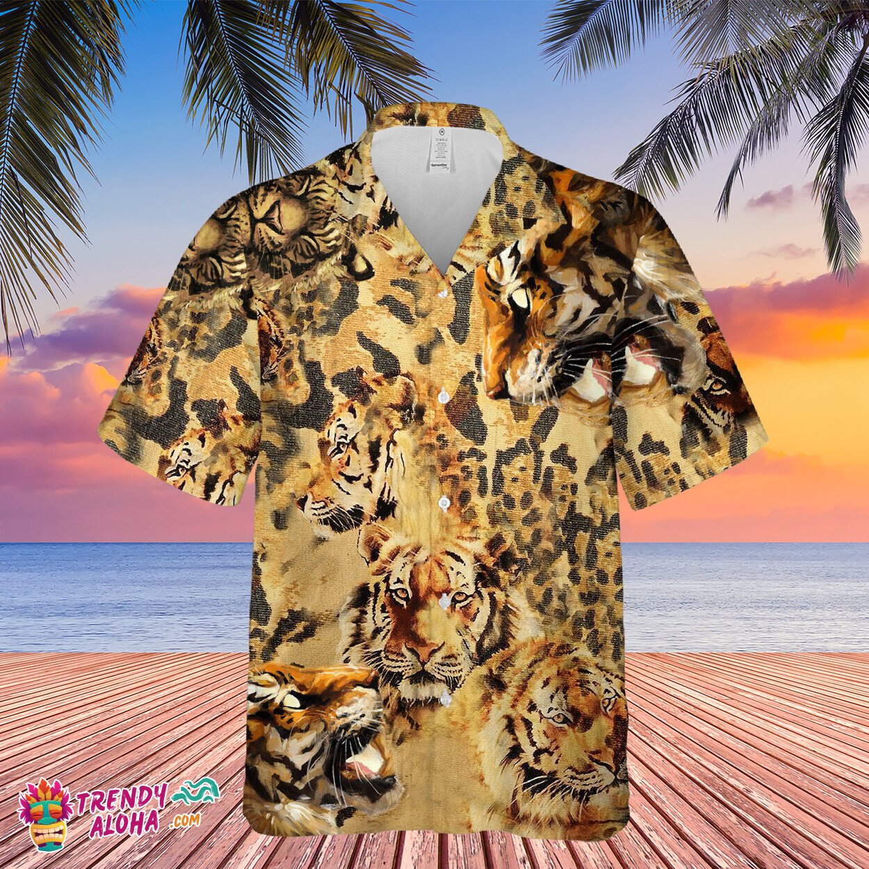 Tropical Tigers and Leopards Pattern Hawaiian Shirt for All