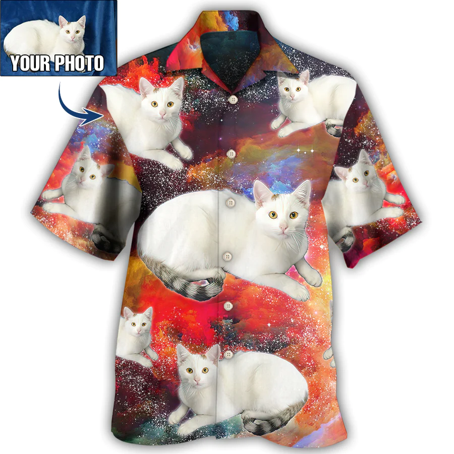 Tropical Whiskers: Personalized Cat Print Hawaiian Shirt