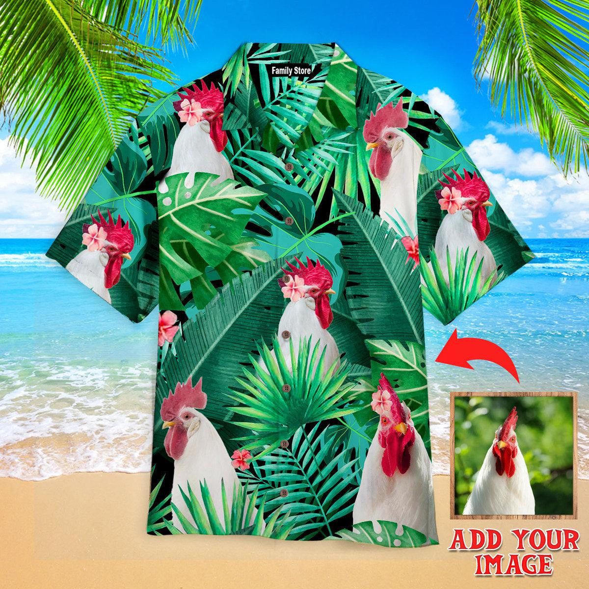 Tropical White Rooster Custom Hawaiian Shirt